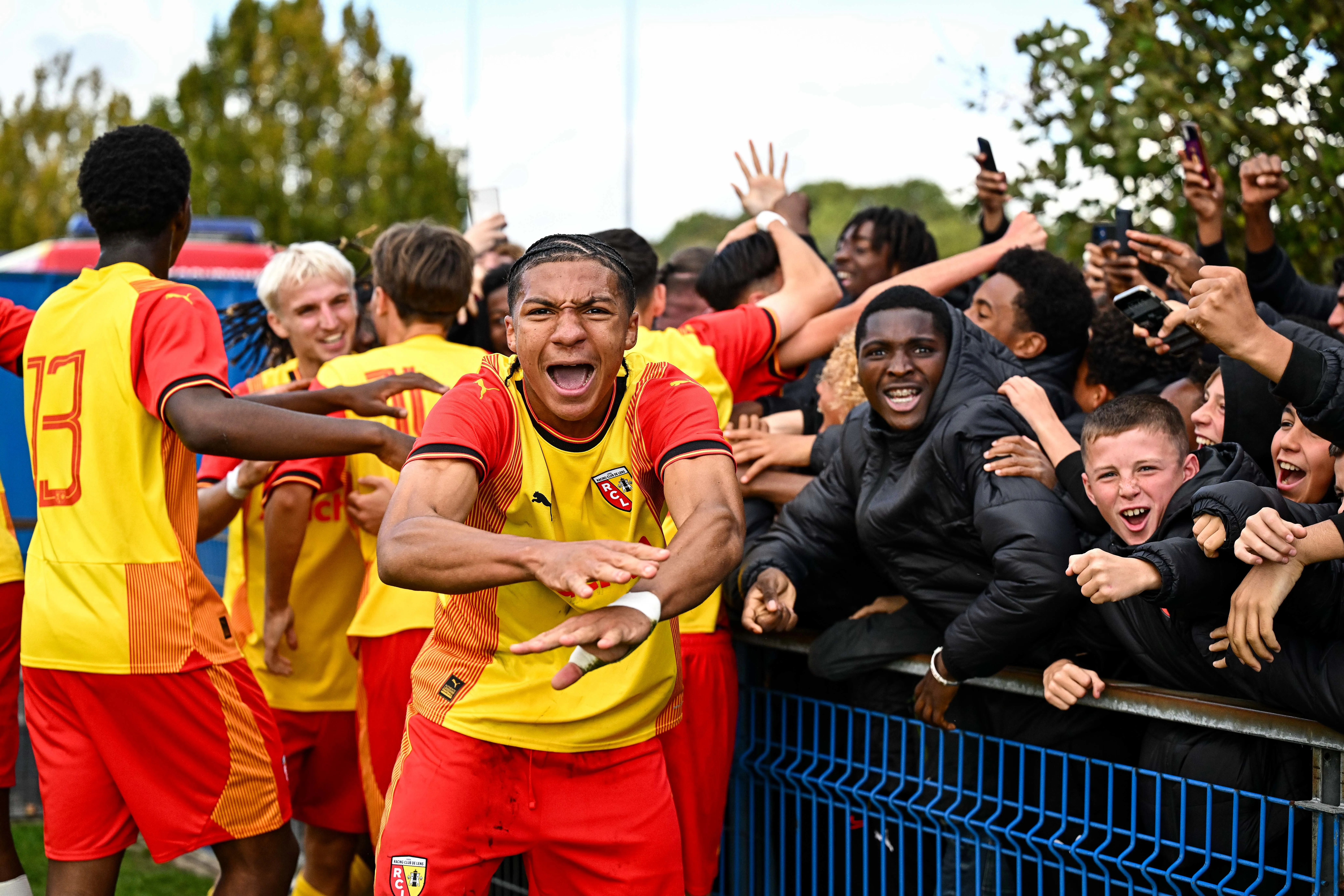 Ismaelo GANIOU of Lens celebrates during the UEFA Youth League Group B football match between Racing Club de Lens and Philips Sport Vereniging at Stade Daniel Leclercq on October 24, 2023 in Avion, France. (Photo by Baptiste Fernandez/Icon Sport)