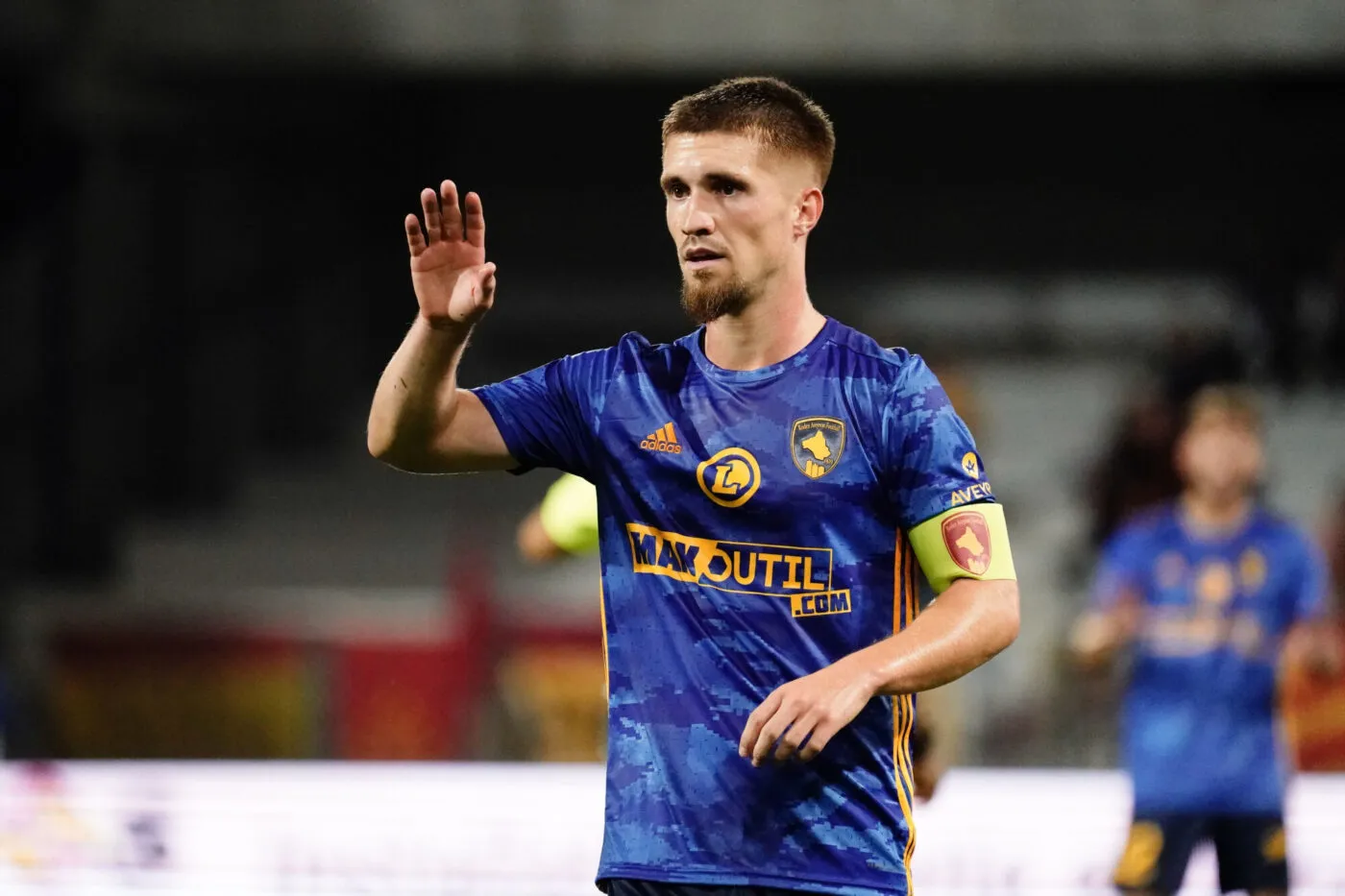 14 Bradley DANGER (raf) during the Ligue 2 BKT match between Association de la Jeunesse Auxerroise and Rodez Aveyron Football at Stade Abbe Deschamps on September 30, 2023 in Auxerre, France. (Photo by Dave Winter/FEP/Icon Sport)