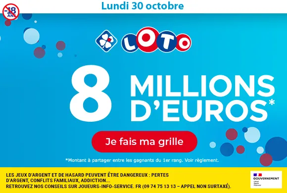 Loto du lundi 30 octobre 2023 : 8 millions d&rsquo;euros à gagner