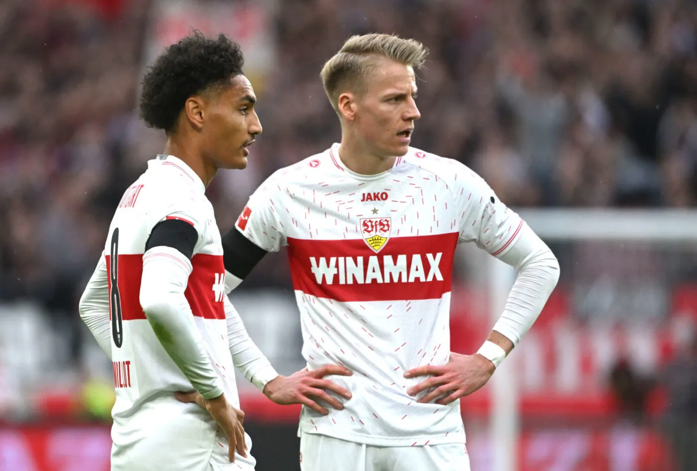 28 October 2023, Baden-Wrttemberg, Stuttgart: Soccer: Bundesliga, VfB Stuttgart - TSG 1899 Hoffenheim, Matchday 9, at the MHPArena. . Photo: Marijan Murat/dpa - IMPORTANT NOTE: In accordance with the requirements of the DFL Deutsche Fuball Liga and the DFB Deutscher Fuball-Bund, it is prohibited to use or have used photographs taken in the stadium and/or of the match in the form of sequence pictures and/or video-like photo series. - Photo by Icon sport