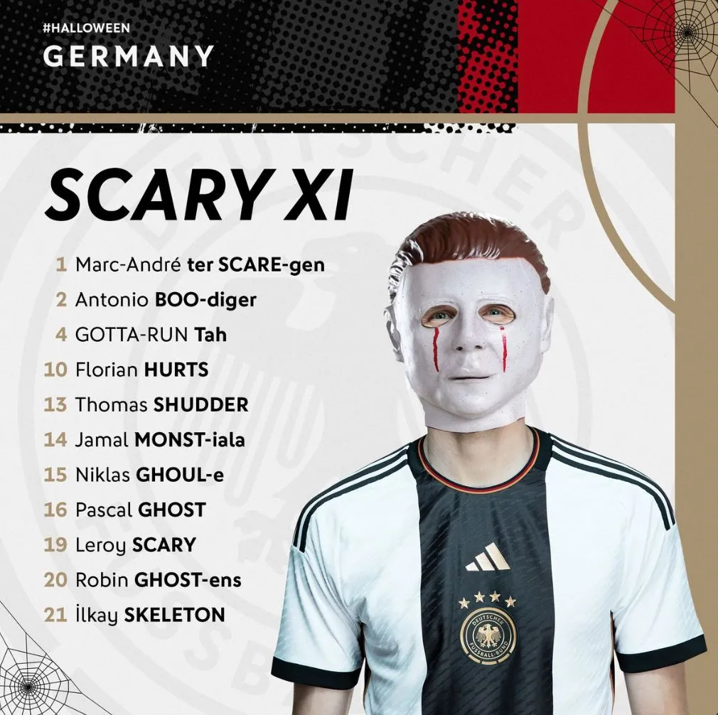 L’équipe d’Allemagne fait son onze type d’Halloween
