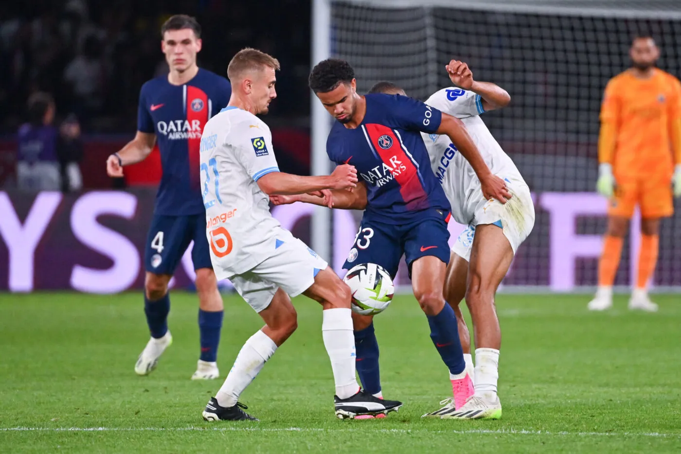 Warren ZAIRE EMERY of PSG during the Ligue 1 Uber Eats match between Paris Saint-Germain Football Club and Olympique de Marseille at Parc des Princes on September 24, 2023 in Paris, France. (Photo by Anthony Dibon/Icon Sport)