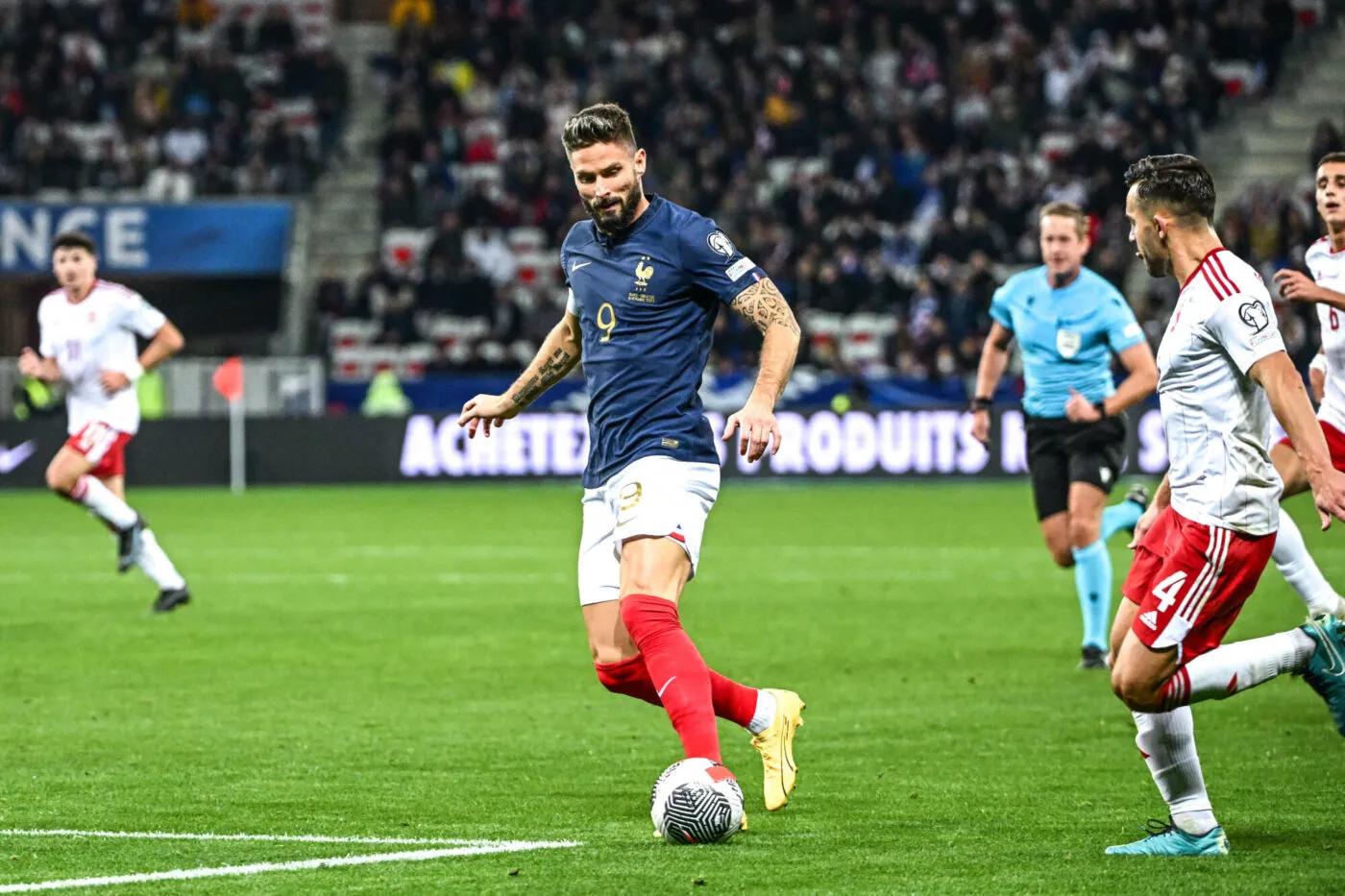 Olivier GIROUD of France during the UEFA Euro 2024, qualifications match between France and Gibraltar at Allianz Riviera on November 18, 2023 in Nice, France. (Photo by Anthony Dibon/Icon Sport)