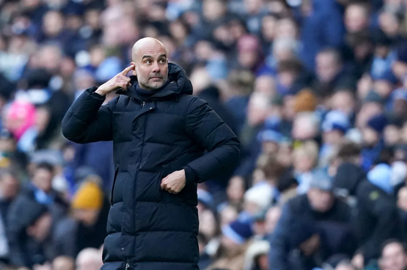 Manchester City manager Pep Guardiola during the Premier League match at the Etihad Stadium, Manchester. Picture date: Saturday November 25, 2023. - Photo by Icon sport