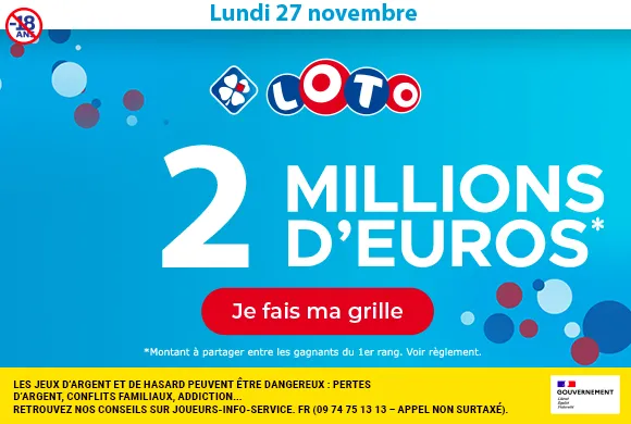 Loto lundi 27 novembre 2023 : 2 millions d&rsquo;euros à gagner !