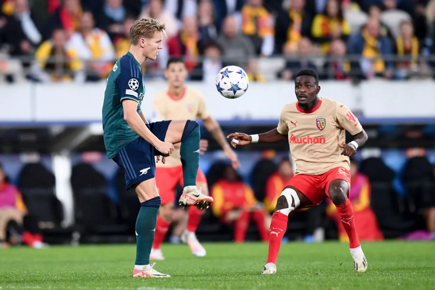 08 Martin ODEGAARD (ars) - 06 Salis ABDUL SAMED (rcl) during the Champions League Group B football match between RC Lens and Arsenal at Stade Bollaert-Delelis on October 3, 2023 in Lens, France. (Photo by Philippe Lecoeur/FEP/Icon Sport)