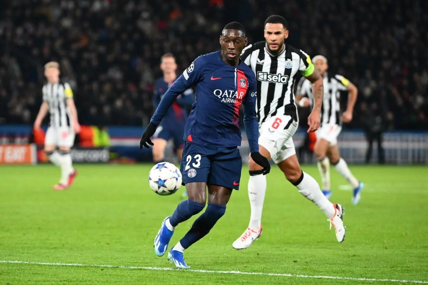 Randal KOLO MUANI of PSG during the UEFA Champions League Group F match between Paris Saint-Germain and Newcastle United Football Club at Parc des Princes on November 28, 2023 in Paris, France. (Photo by Anthony Dibon/Icon Sport)