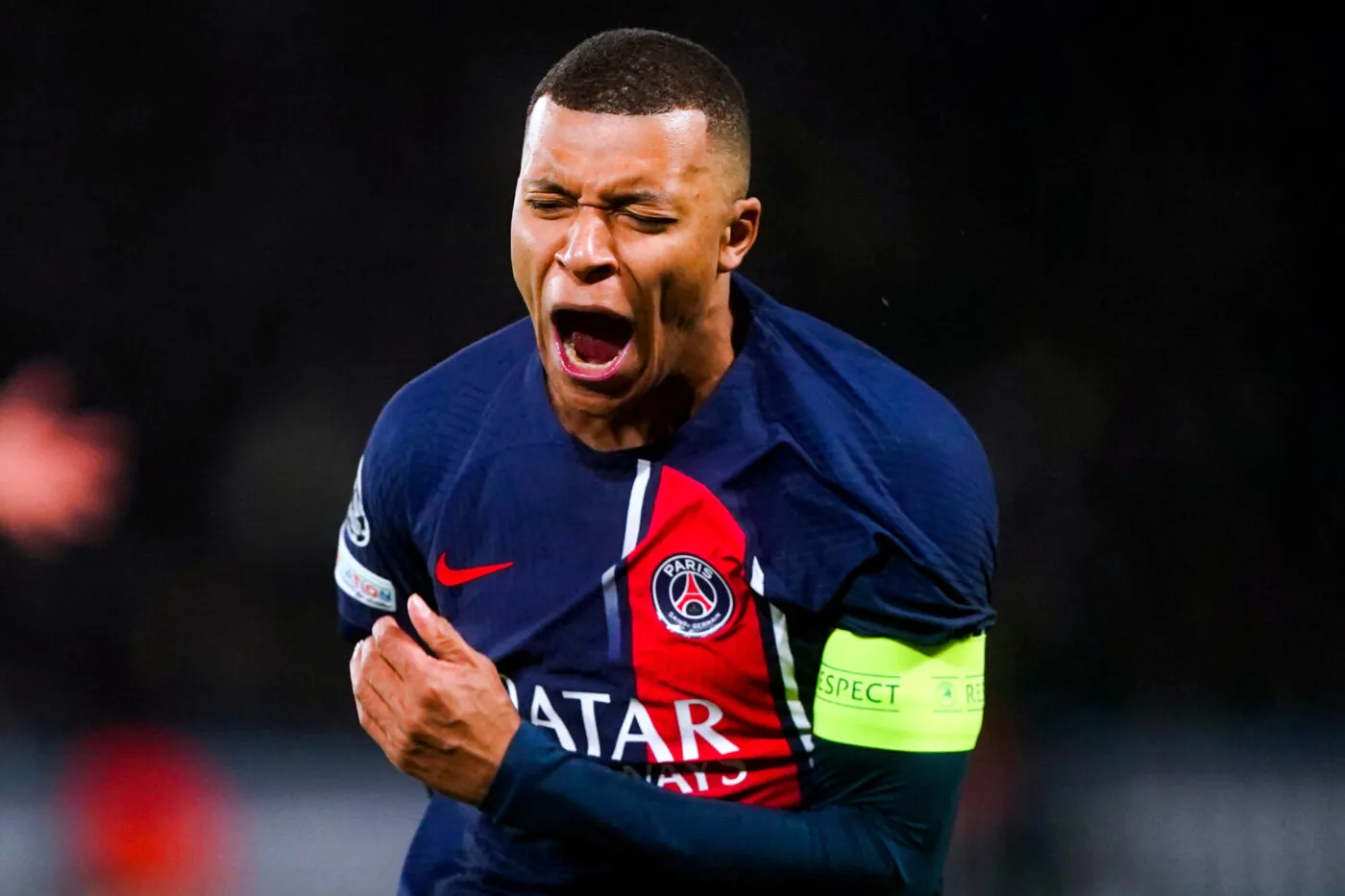 Paris Saint-Germain's Kylian Mbappe reacts during the UEFA Champions League Group F match at the Parc des Princes in Paris, France. Picture date: Tuesday November 28, 2023. - Photo by Icon sport