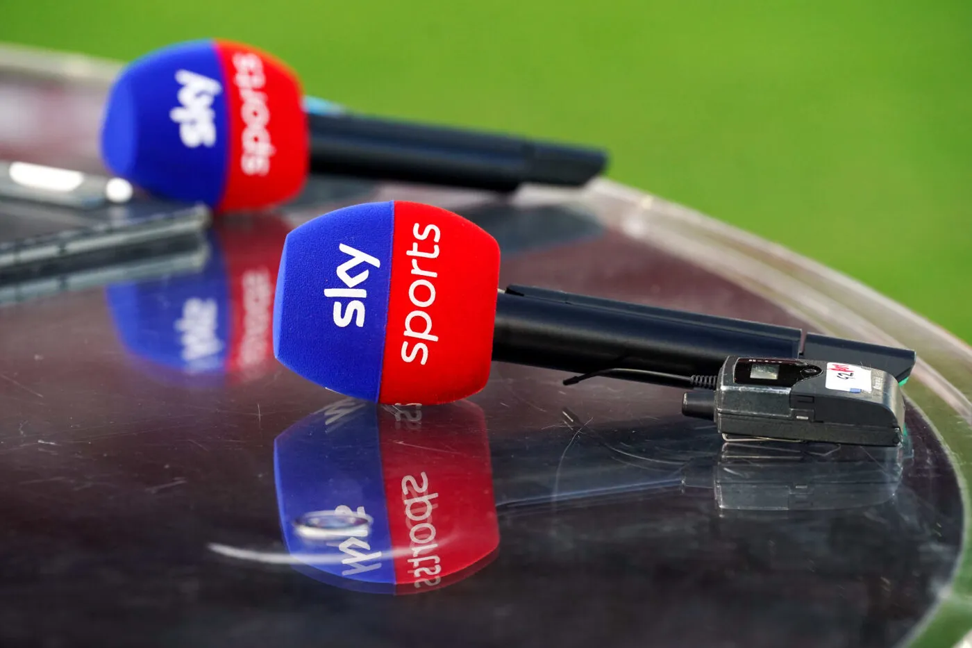 Sky Sports microphones ahead of the Premier League match at The City Ground, Nottingham. Picture date: Friday March 17, 2023. - Photo by Icon sport
