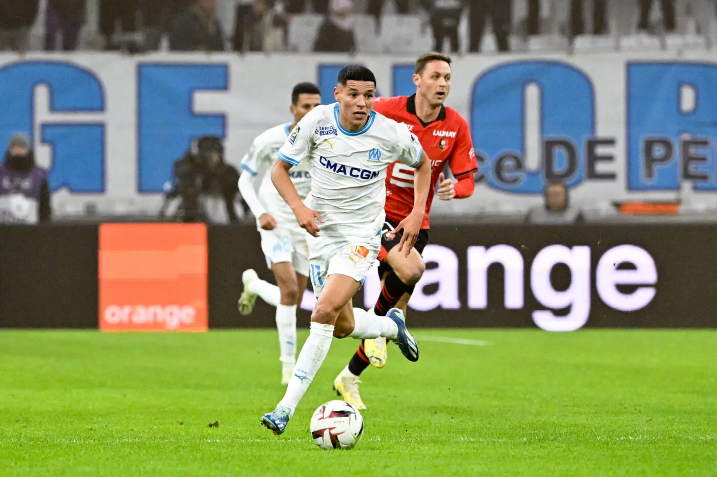 11 Amine HARIT (om) during the Ligue 1 Uber Eats match between Olympique de Marseille and Stade Rennais Football Club at Orange Velodrome on December 3, 2023 in Marseille, France. (Photo by Christophe Saidi/FEP/Icon Sport)