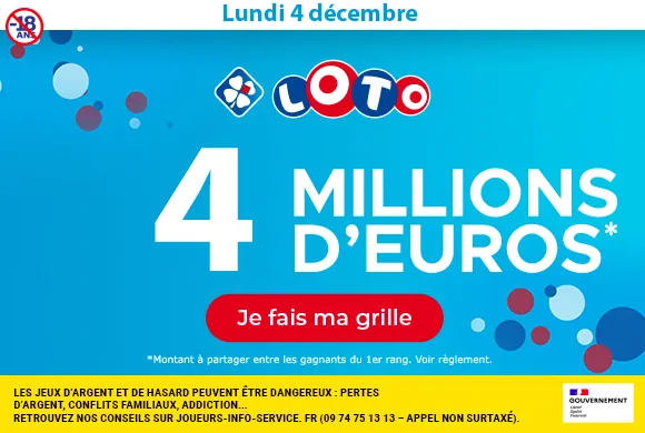 Loto lundi 4 décembre 2023 : 4 millions d&rsquo;euros à gagner +10€ offerts en EXCLU pour jouer