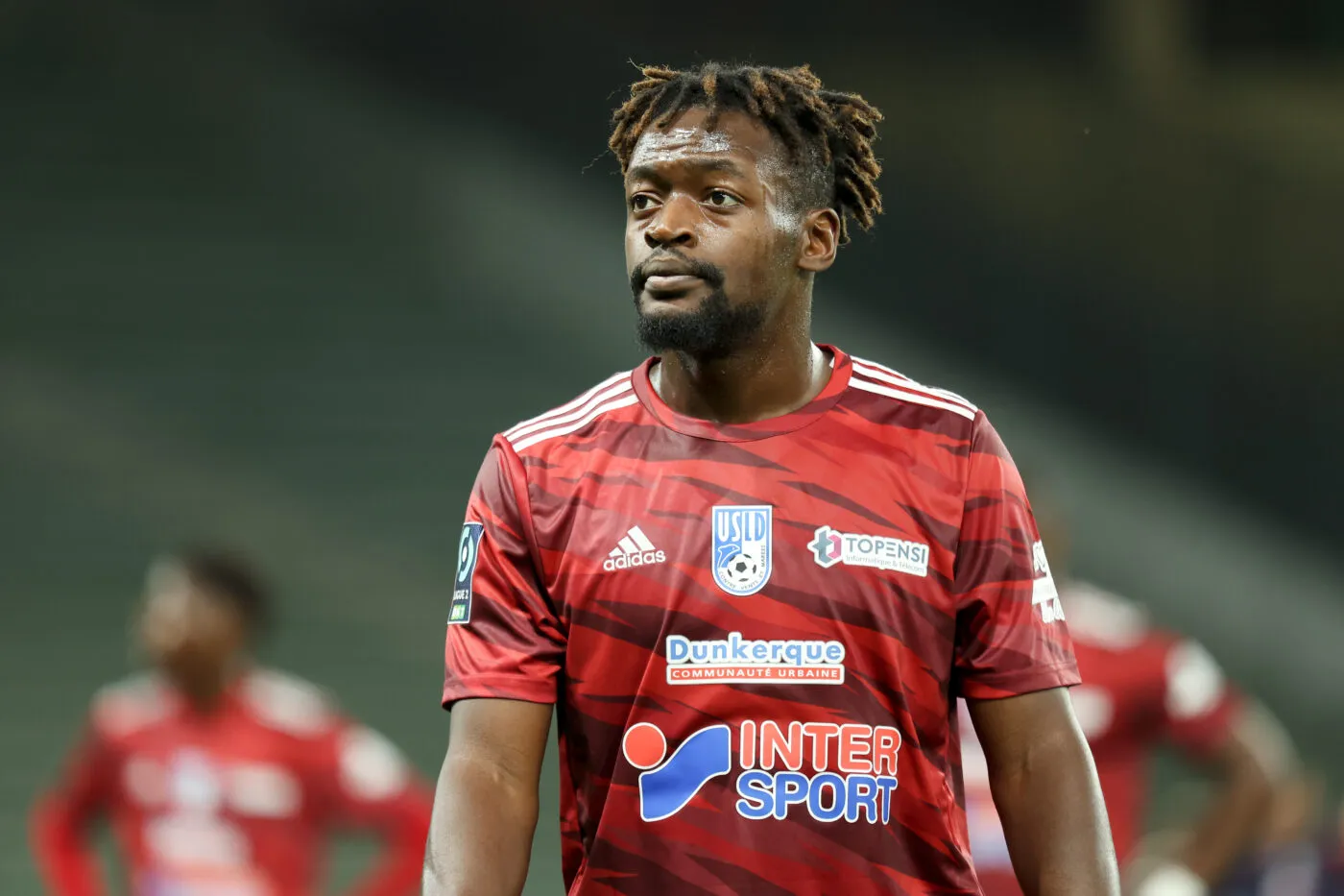 14 Moussa GUEL (usld) during the Ligue 2 BKT match between Association Sportive de Saint-Etienne and Union Sportive du Littoral de Dunkerque at Stade Geoffroy-Guichard on October 4, 2023 in Saint-Etienne, France. (Photo by Alex Martin/FEP/Icon Sport)