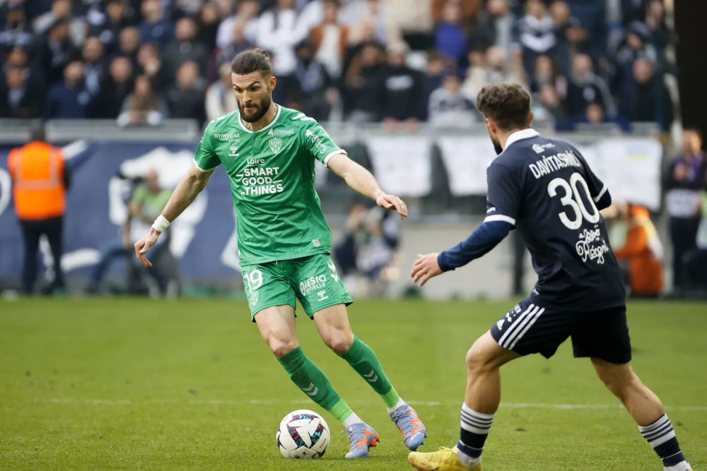 19 Leo PETROT (asse) during the Ligue 2 BKT match between Bordeaux and Saint Etienne at Stade Matmut Atlantique on March 4, 2023 in Bordeaux, France. (Photo by Romain Perrocheau/FEP/Icon Sport)