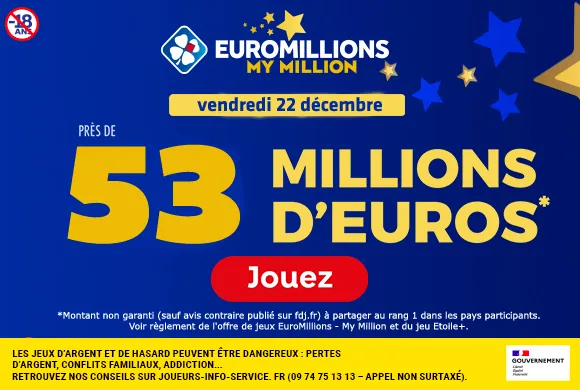EuroMillions vendredi 22 décembre : 53 millions d’euros à gagner + 10€ offerts pour jouer (dernier tirage)
