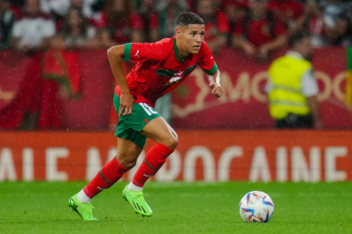 Amine Harit of Morocco during the international friendly match between Morocco and Chile played at RCDE Stadium on September 23, 2022 in Barcelona, Spain. (Photo by Bagu Blanco / PRESSIN) during the international friendly match between Morocco and Chile played at RCDE Stadium on September 23, 2022 in Barcelona, Spain. (Photo by Colas Buera / Pressinphoto / Icon Sport) - Photo by Icon sport
