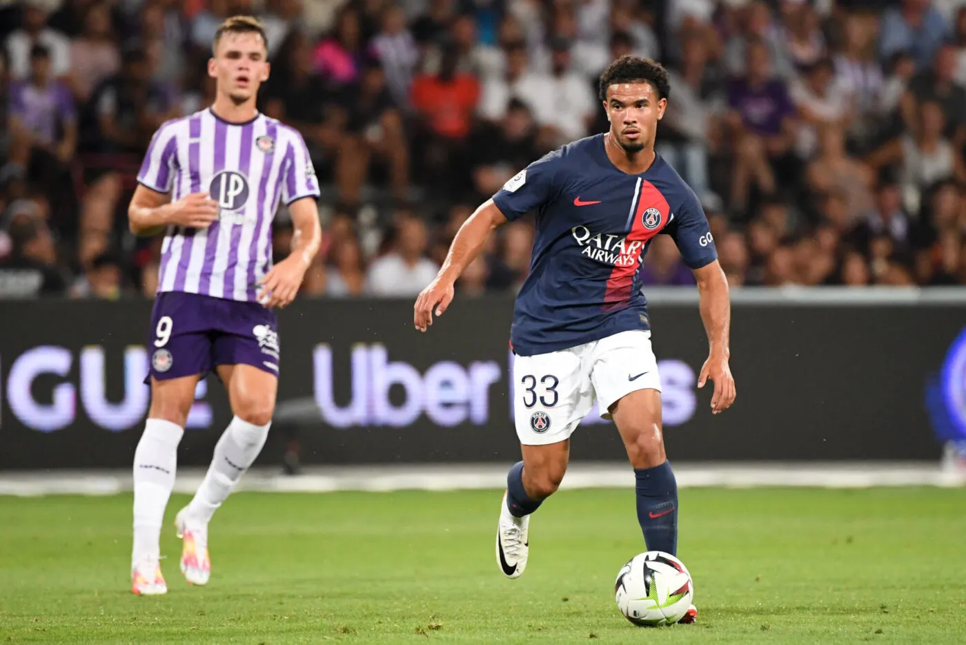 33 Warren ZAIRE EMERY (psg) during the Ligue 1 Uber Eats match between Toulouse Football Club and Paris Saint-Germain Football Club at Stadium de Toulouse on August 19, 2023 in Toulouse, France. (Photo by Anthony Bibard/FEP/Icon Sport)