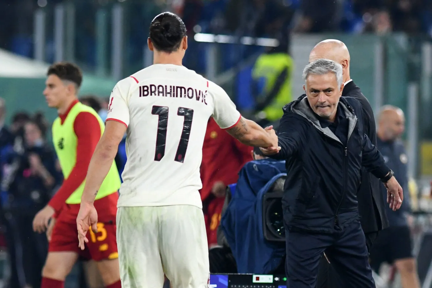 The Footballer of Milan Zlatan Ibrahimovic and the Roma trainer Jose Mourinho during the match Roma-Milan at the stadio Olimpico. Rome (Italy), 31 October, 2021 (Photo by Massimo Insabato/Mondadori Portfolio/Sipa USA) 