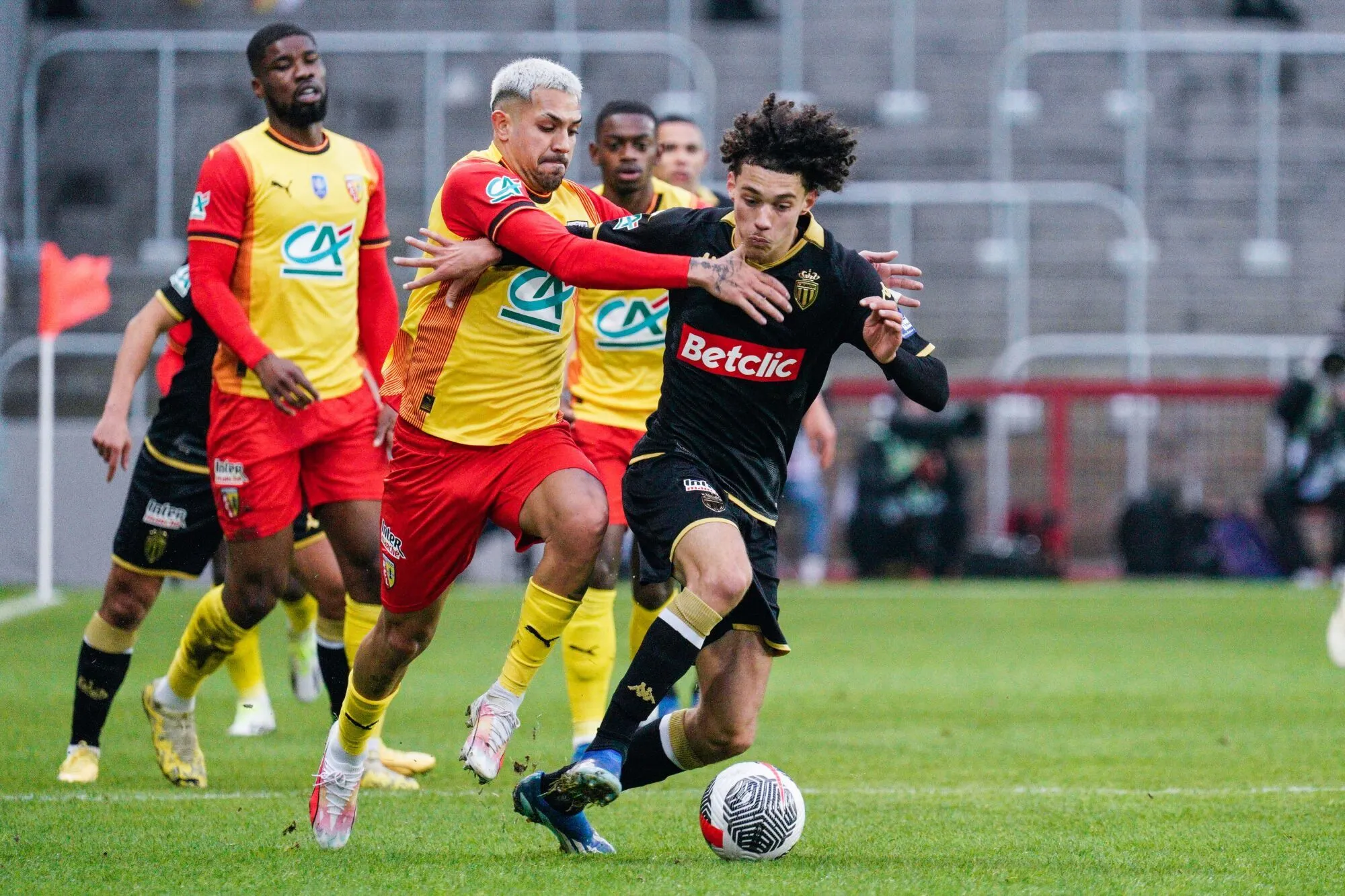Maghnes AKLIOUCHE of Monaco during the French Cup match between Racing Club de Lens and Association Sportive de Monaco Football Club at Stade Bollaert-Delelis on January 7, 2024 in Lens, France. (Photo by Dave Winter/Icon Sport)