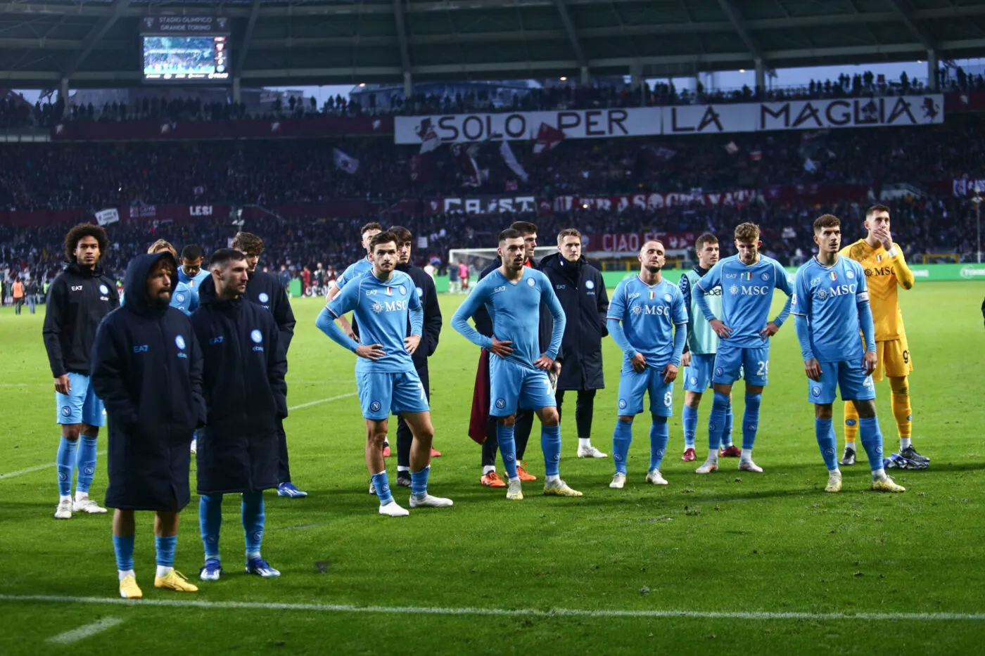 Napoli players with fans after the game during the Italian Serie A, football match between Juventus Fc and As Roma on 30 December 2023 at Allianz Stadium, Turin, Italy. Photo Nderim Kaceli - Photo by Icon sport