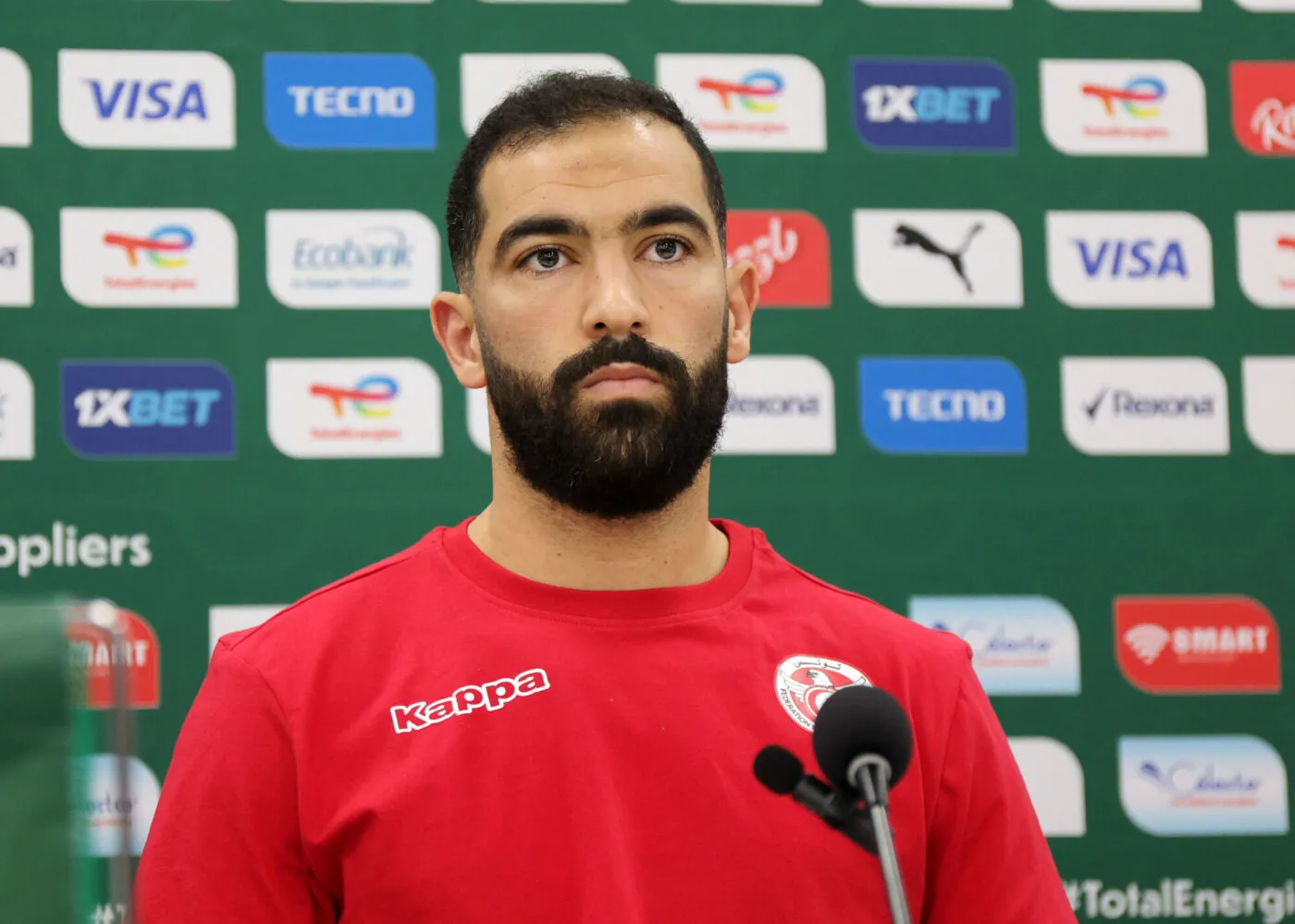 Yassine Meriah of Tunisia during the 2023 Africa Cup of Nations Finals Tunisia press conference at Amadou Gon Coulibaly Stadium in Korhogo on 15 January 2024 - Photo by Icon Sport
