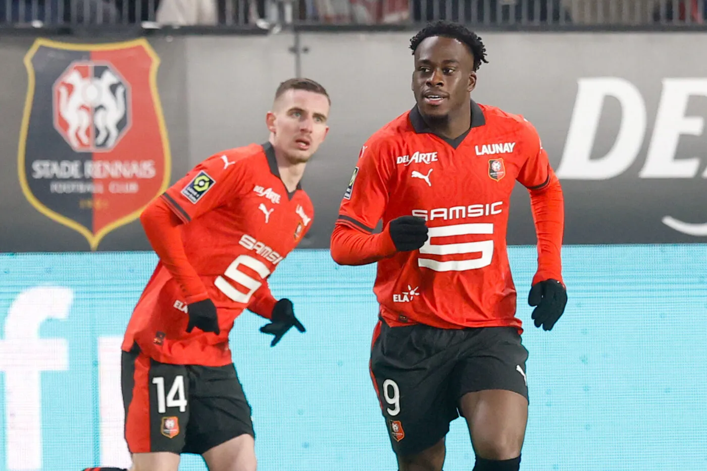 09 Arnaud KALIMUENDO (srfc) during the Ligue 1 Uber Eats match between Stade Rennais Football Club and Olympique Gymnaste Club Nice at Roazhon Park on January 13, 2024 in Rennes, France. (Photo by Loic Baratoux/FEP/Icon Sport)