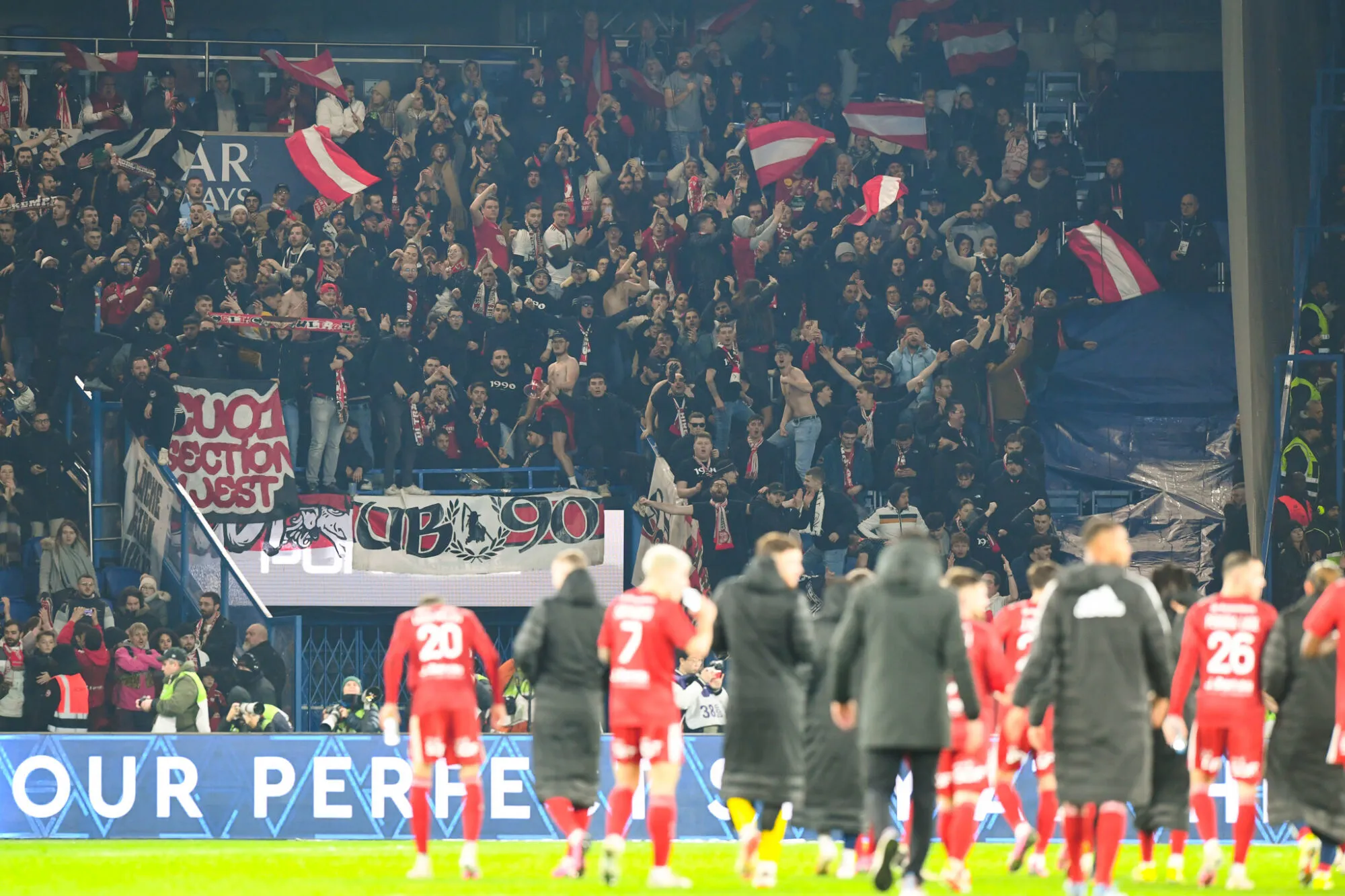 General View of fans Stade Brestois 29 during the Ligue 1 Uber Eats match between Paris Saint-Germain Football and Stade Brestois 29 at Parc des Princes on January 28, 2024 in Paris, France. (Photo by Daniel Derajinski/Icon Sport)