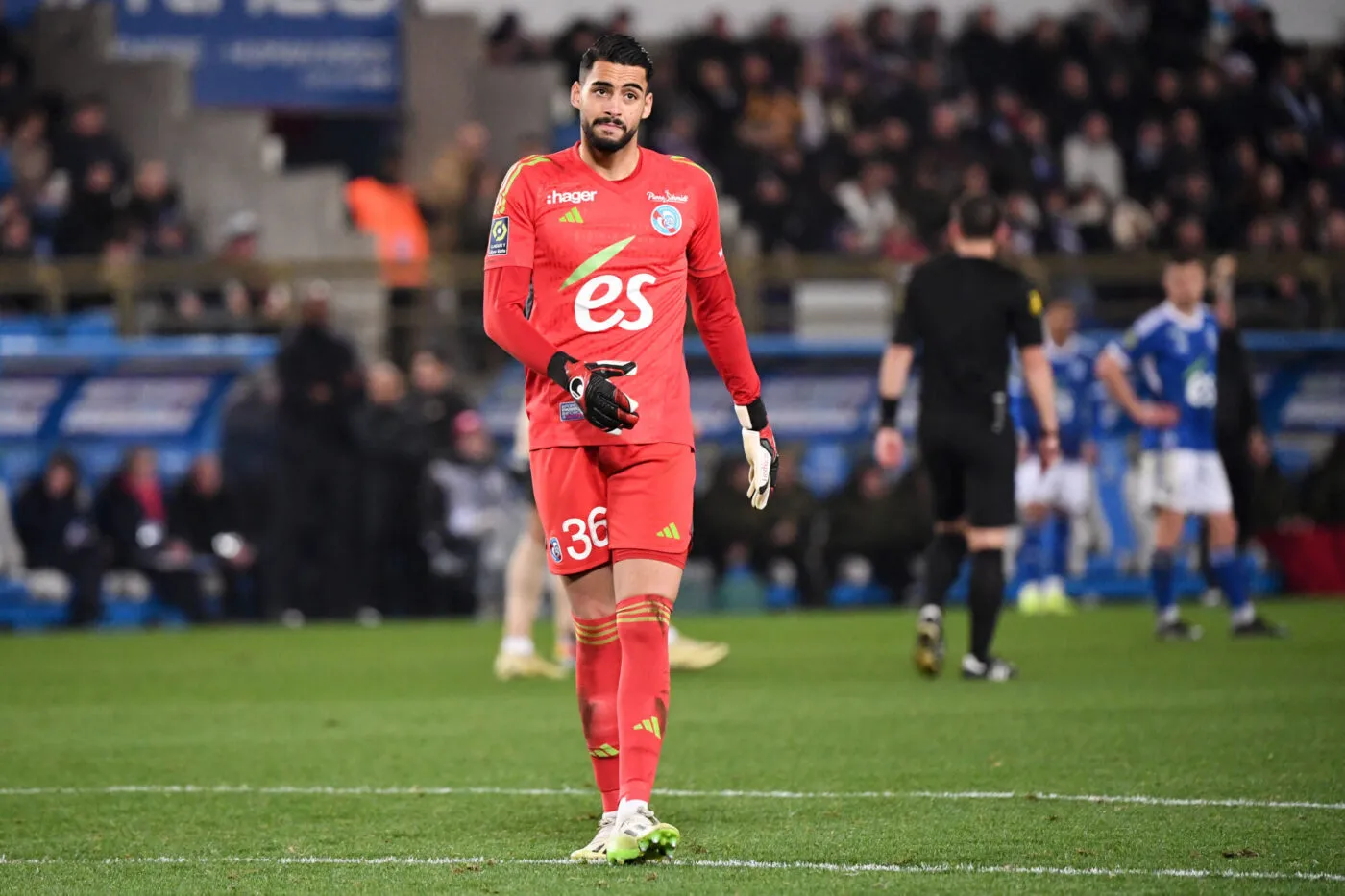 36 Alaa BELLAAROUCH (rcsa) during the Ligue 1 Uber Eats match between Strasbourg and Paris Saint-Germain at Stade de la Meinau on February 2, 2024 in Strasbourg, France. (Photo by Anthony Bibard/FEP/Icon Sport)