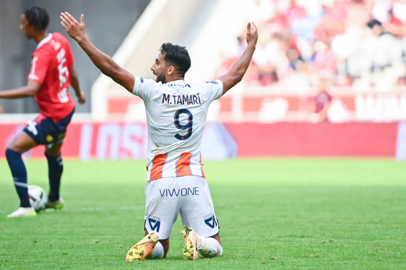 Mousa TAMARI of Montpellier looks dejected during the Ligue 1 Uber Eats match between Lille Olympique Sporting Club and Montpellier Herault Sport Club at Stade Pierre Mauroy on September 3, 2023 in Lille, France. (Photo by Anthony Dibon/Icon Sport)