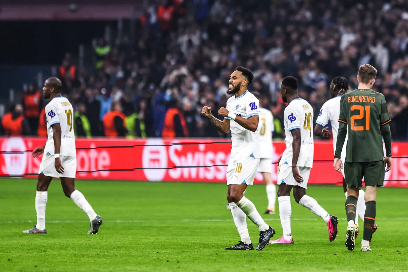 Pierre-Emerick AUBAMEYANG of Marseille celebrates his goal during the UEFA Europa League match between Olympique de Marseille and Shakhtar Donetsk at Orange Velodrome on February 22, 2024 in Marseille, France. (Photo by Johnny Fidelin/Icon Sport)