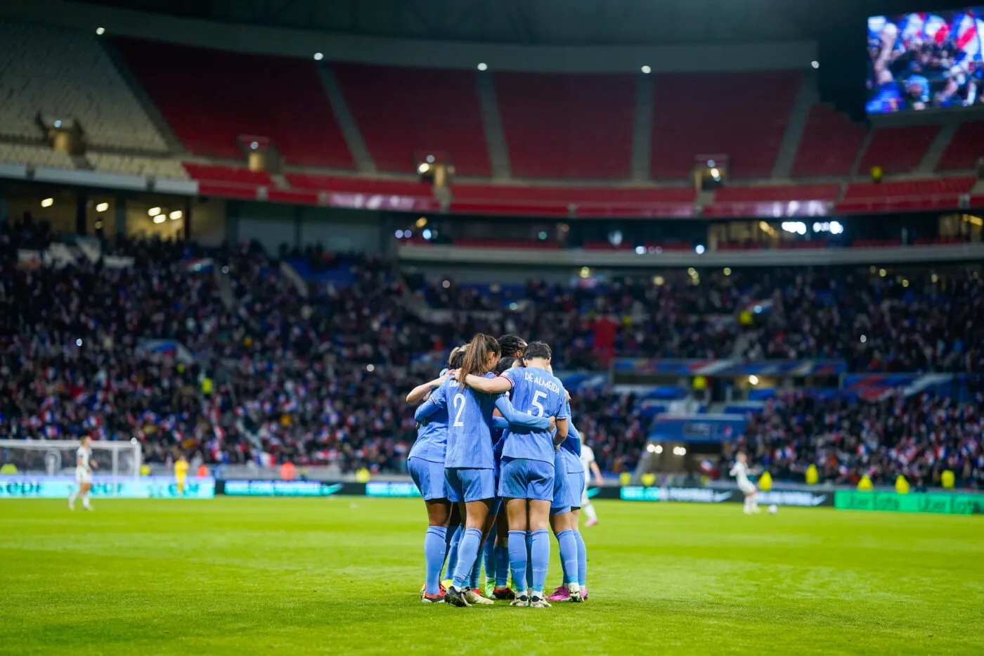 Players of France during the semi-final UEFA Women's Nations League football match between France and Germany at OL Stadium on February 23, 2024 in Decines-Charpieu, France. (Photo by Hugo Pfeiffer/Icon Sport)