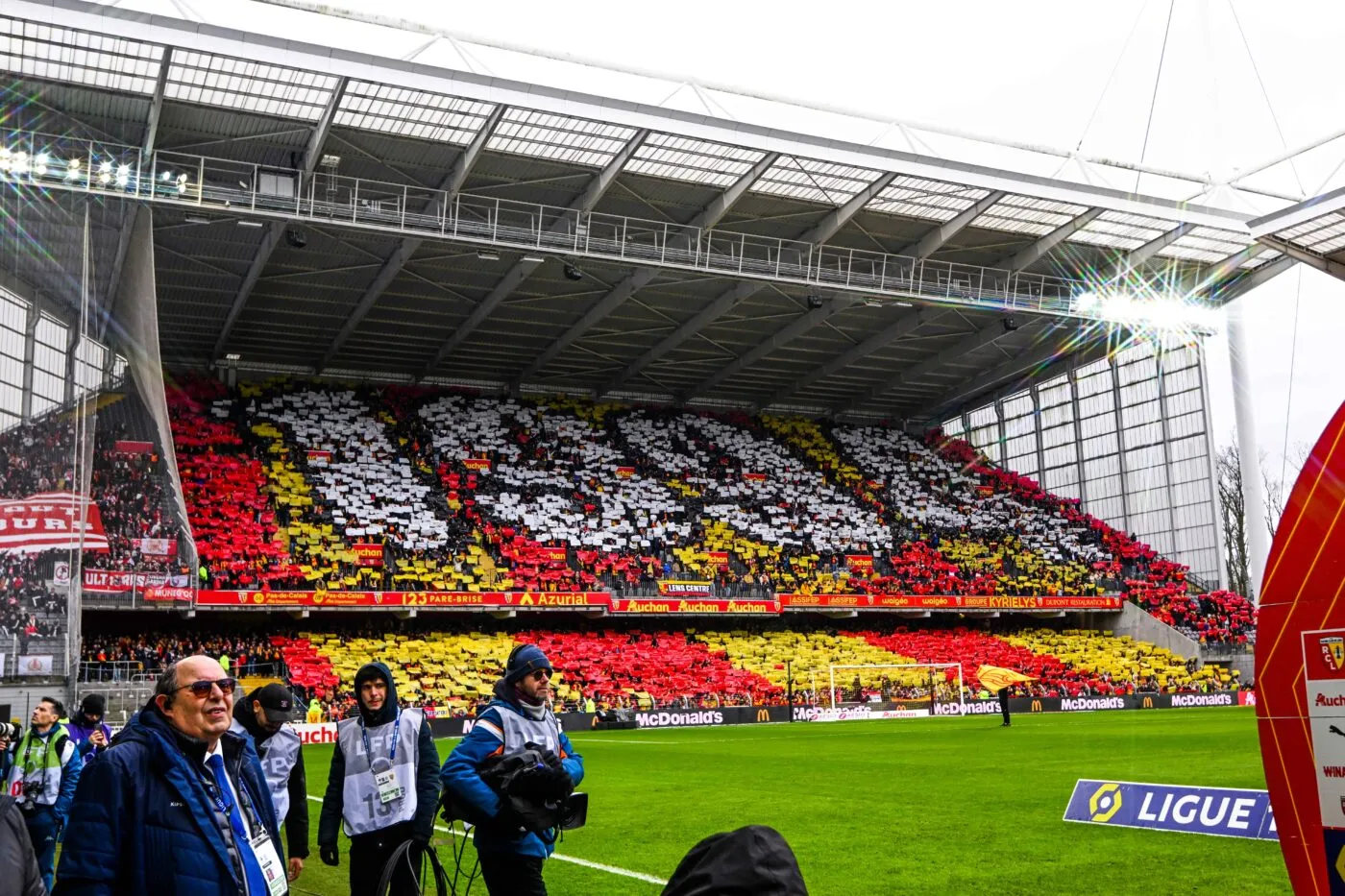 Fans of Lens during the Ligue 1 Uber Eats match between Racing Club de Lens and Association Sportive de Monaco Football Club at Stade Bollaert-Delelis on February 25, 2024 in Lens, France. (Photo by Baptiste Fernandez/Icon Sport)   - Photo by Icon Sport