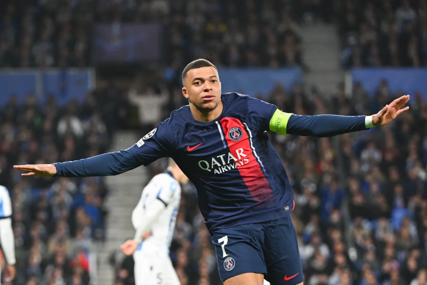 Kylian MBAPPE of PSG celebrates his goal during the UEFA Champions League match between Real Sociedad de Futbol and Paris Saint-Germain Football Club at Estadio Anoeta on March 5, 2024 in San Sebastian, Spain.(Photo by Anthony Dibon/Icon Sport)   - Photo by Icon Sport