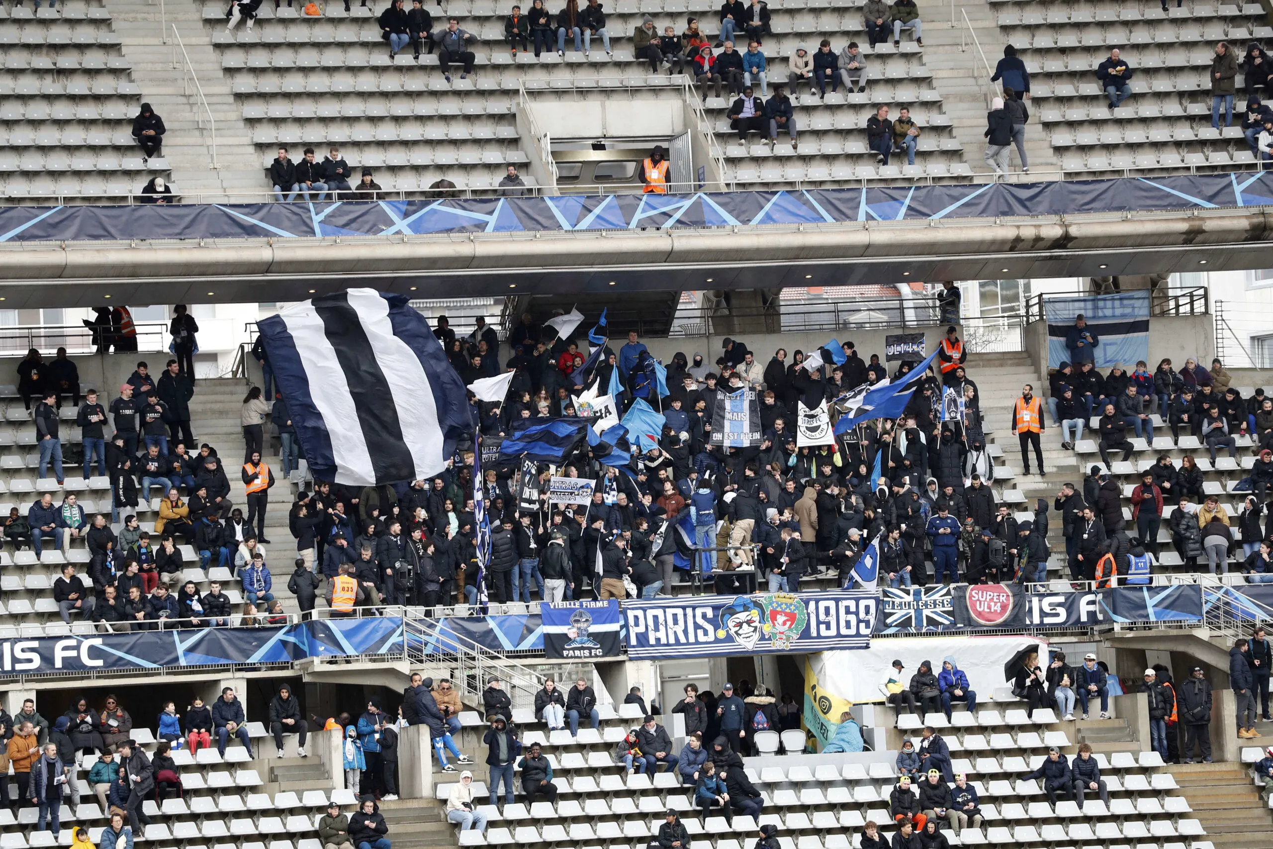 Illustration Fans during the Ligue 2 BKT match between Paris FC and Saint Etienne at Stade Charlety on March 2, 2024 in Paris, France. (Photo by Loic Baratoux/FEP/Icon Sport)   - Photo by Icon Sport