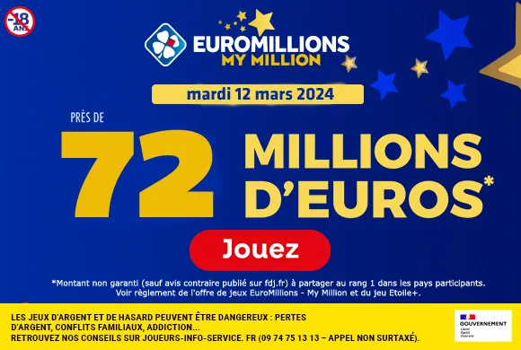 EuroMillions du mardi 12 mars 2024 : 72 millions d&rsquo;euros à gagner !
