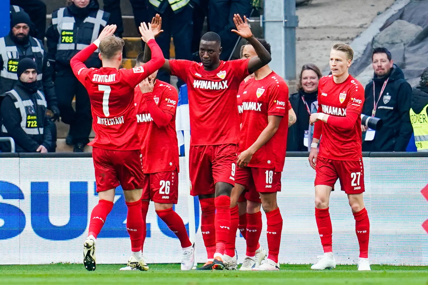 17 February 2024, Baden-Wrttemberg, Sinsheim: Soccer: Bundesliga, TSG 1899 Hoffenheim - 1. FC Union Berlin, Matchday 22, PreZero Arena. Sehrou GUIRASSY celebrates. Photo: Jan-Philipp Strobel/dpa - IMPORTANT NOTE: In accordance with the regulations of the DFL German Football League and the DFB German Football Association, it is prohibited to utilize or have utilized photographs taken in the stadium and/or of the match in the form of sequential images and/or video-like photo series. - Photo by Icon Sport   - Photo by Icon Sport