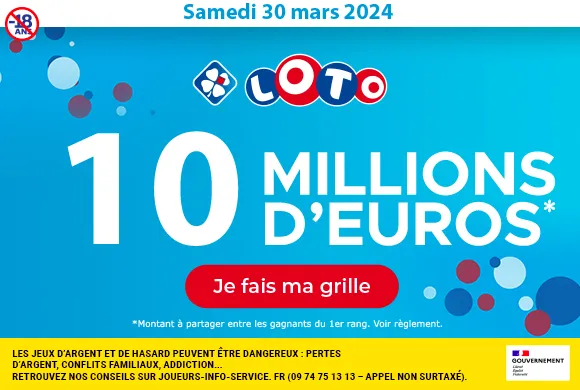 Loto du samedi 30 mars 2024 : 10 millions d’euros à gagner au Jackpot de Pâques exceptionnel !