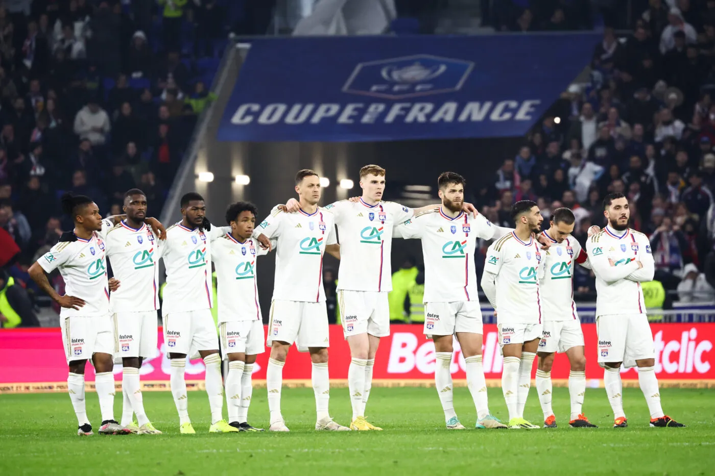 Team of Lyon during the Quarter-Final match between Lyon and Strasbourg at Groupama Stadium on February 27, 2024 in Lyon, France. (Photo by Alex Martin/Icon Sport)   - Photo by Icon Sport