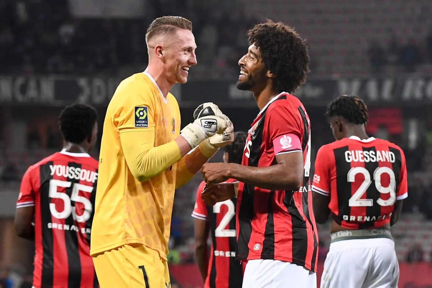 90 Marcin BULKA (ogcn) - 04 DANTE (ogcn) during the Ligue 1 Uber Eats match between Olympique Gymnaste Club Nice and Olympique de Marseille at Allianz Riviera on October 21, 2023 in Nice, France. (Photo by Philippe Lecoeur/FEP/Icon Sport)   - Photo by Icon Sport