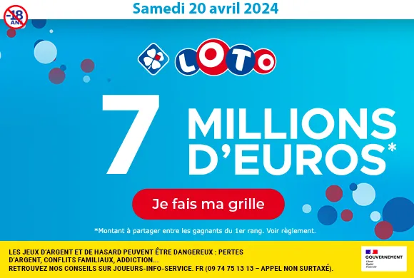 Loto du samedi 20 avril 2024 : 7 millions d’euros à gagner !