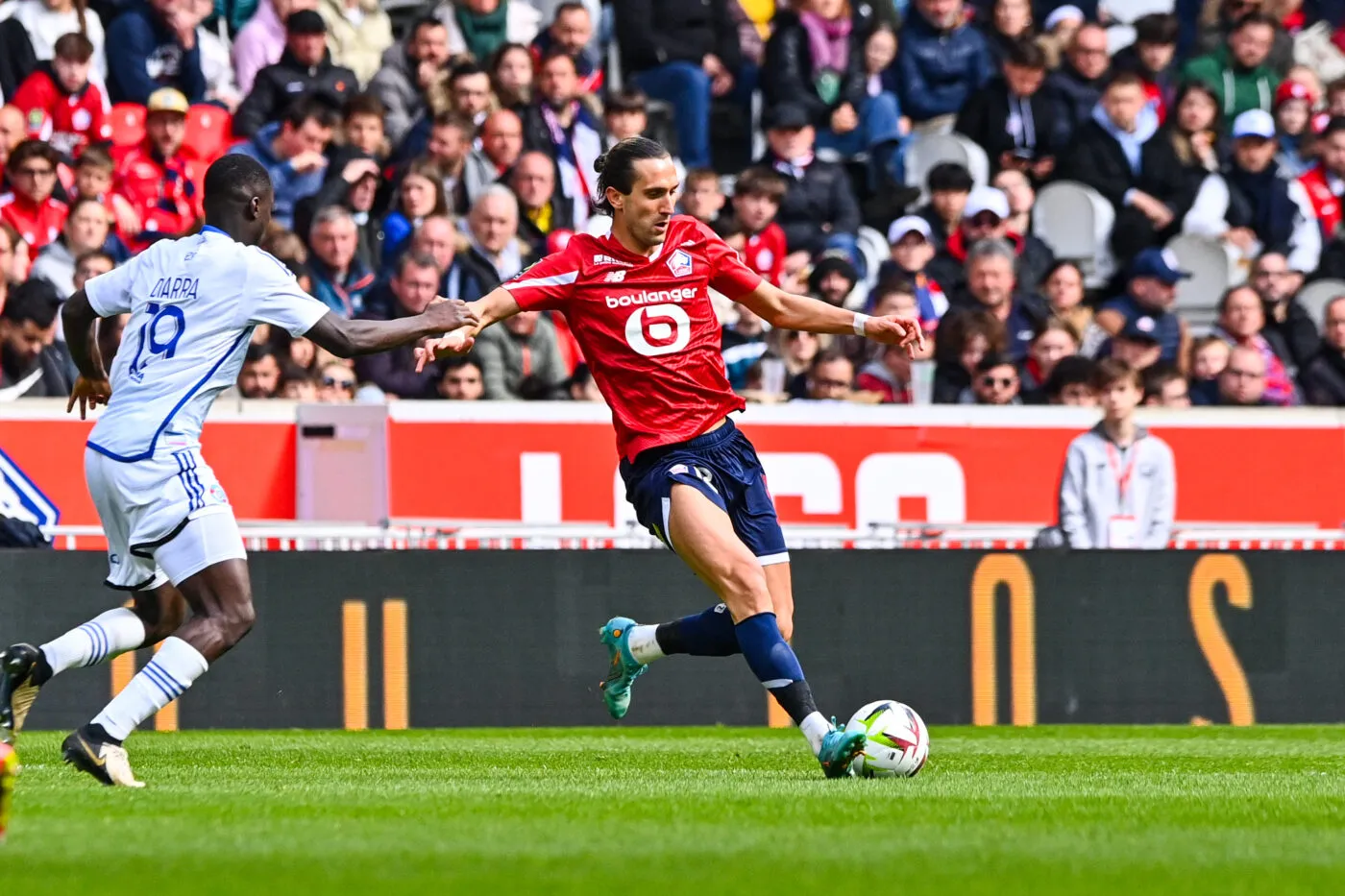 Yusuf YAZICI of Lille during the Ligue 1 Uber Eats match between Lille and Strasbourg at Stade Pierre-Mauroy on April 21, 2024 in Lille, France.(Photo by Daniel Derajinski/Icon Sport)   - Photo by Icon Sport