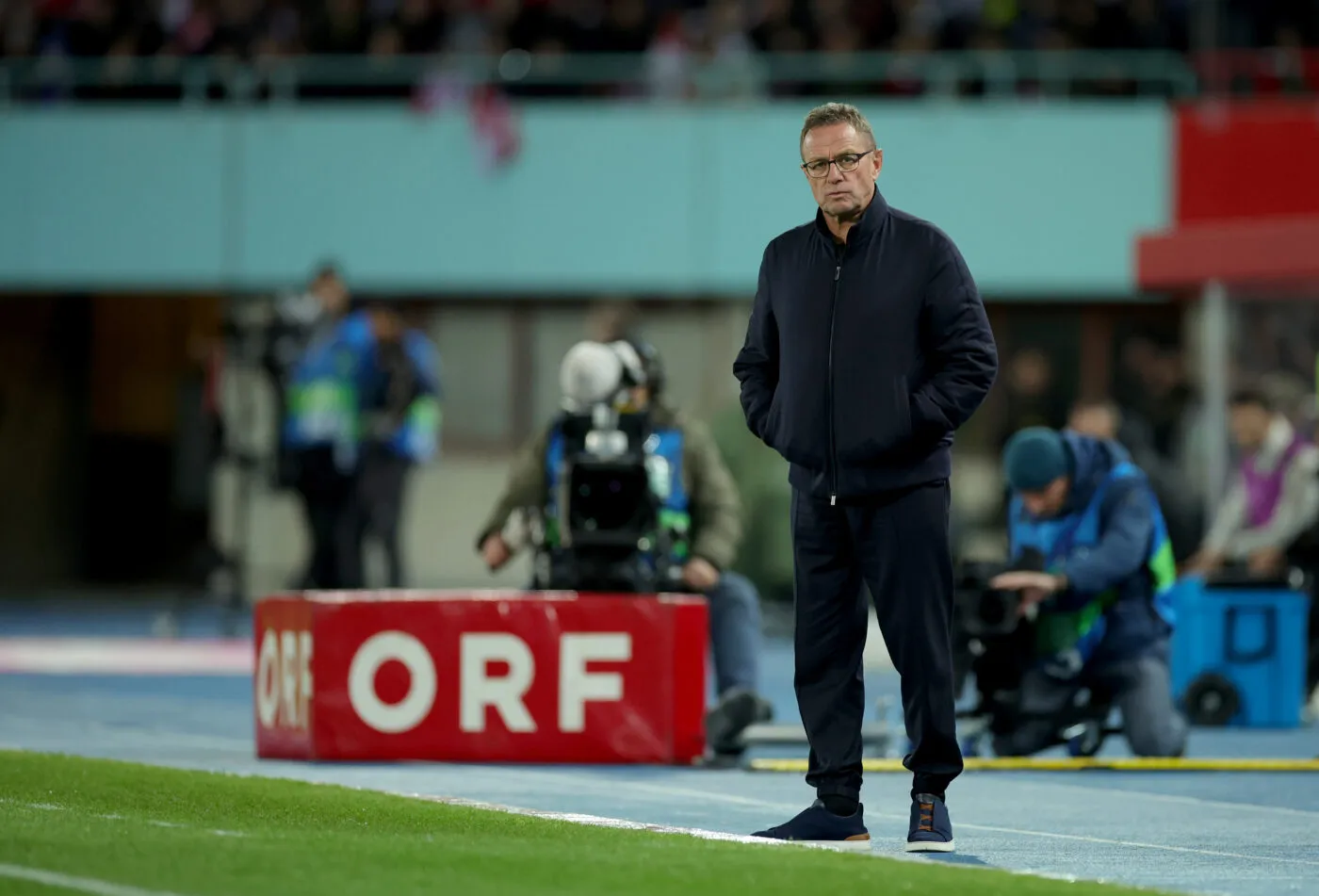 21 November 2023, Austria, Wien: Soccer: International match, Austria - Germany, Ernst Happel Stadium. Austria coach Ralf Rangnick on the touchline. IMPORTANT NOTE: In accordance with the regulations of the DFL German Football League and the DFB German Football Association, it is prohibited to use or have used photographs taken in the stadium and/or of the match in the form of sequential images and/or video-like photo series. Photo: Christian Charisius/dpa - Photo by Icon sport   - Photo by Icon Sport