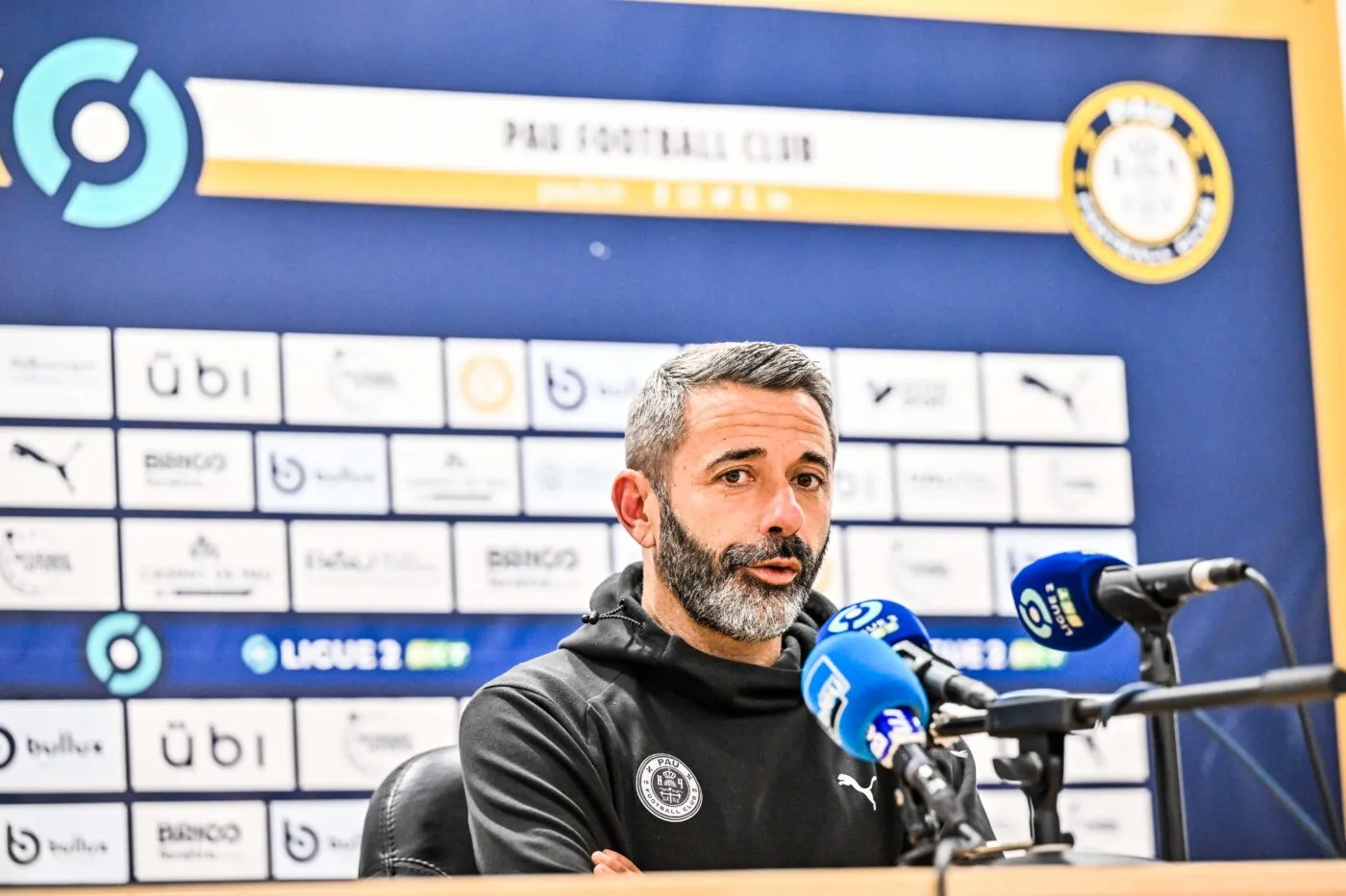 Nicolas Usai of Pau FC during the Ligue 2 BKT match between Pau Football Club and Valenciennes Football Club at Nouste Camp on December 5, 2023 in Pau, France. (Photo by Loic Cousin/Icon Sport)   - Photo by Icon Sport