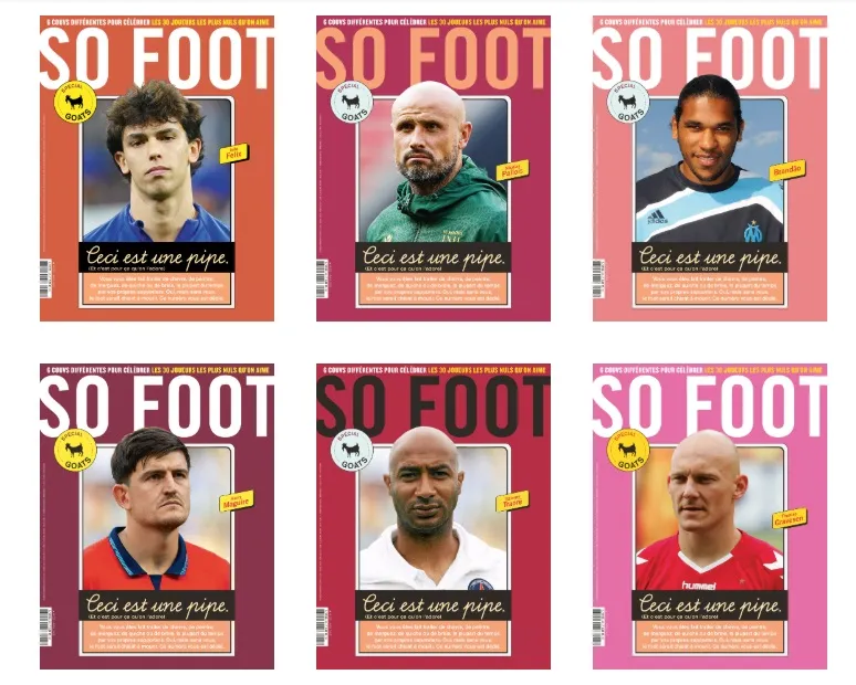 Les 6 couvs du So Foot spécial Chèvres dispo à l&rsquo;unité sans frais d&rsquo;envoi sur abonnement.sopress.net