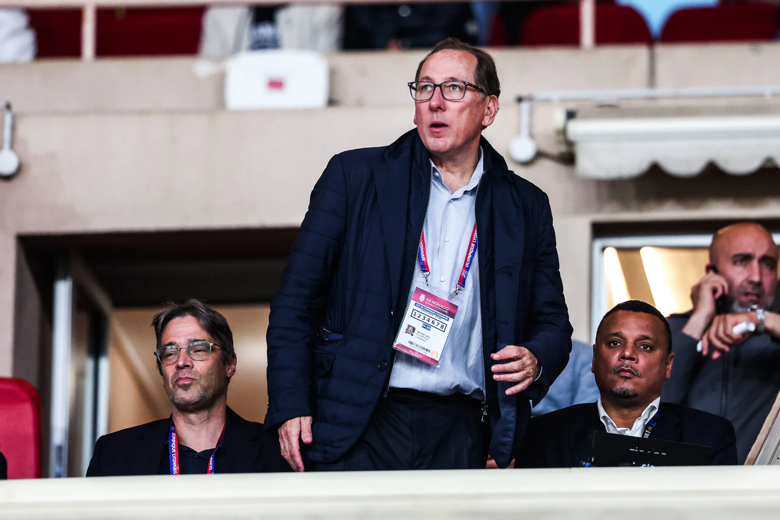 Michael Gerlinger, John Textor et Matthieu Louis-Jean, directeur du recrutement de l’OL.