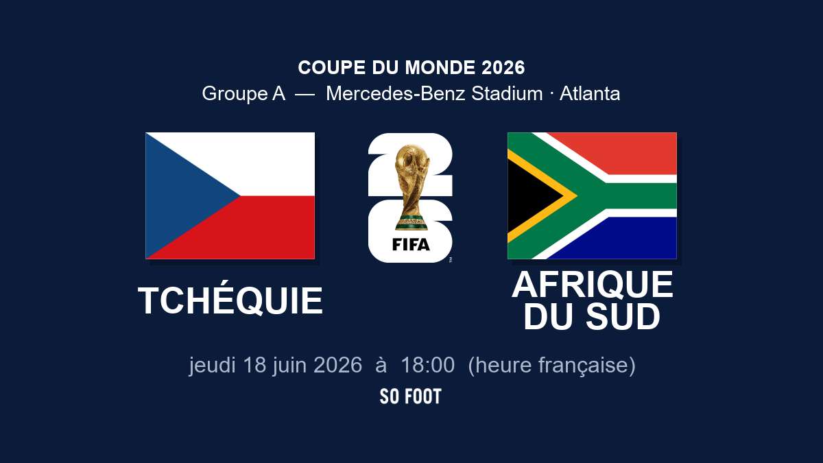Sur quelle chaîne regarder le match Tchéquie – Afrique du Sud ?