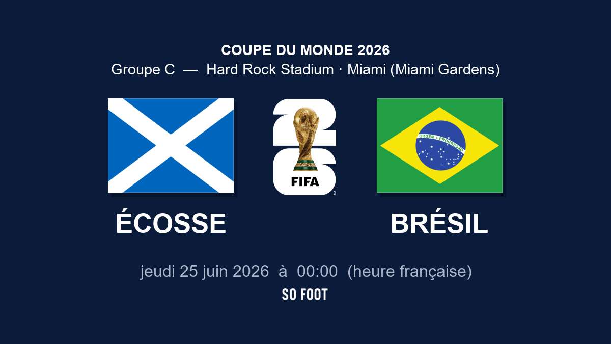 Sur quelle chaîne regarder le match Écosse – Brésil ?