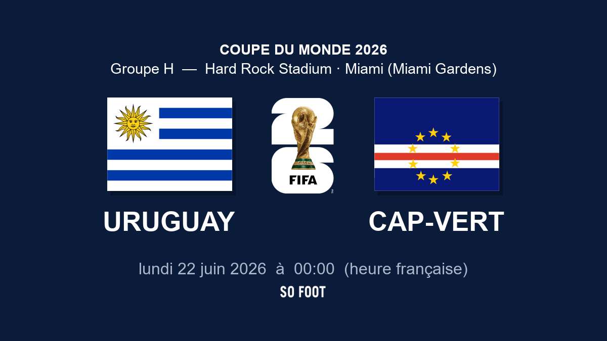 Sur quelle chaîne regarder le match Uruguay – Cap-Vert ?