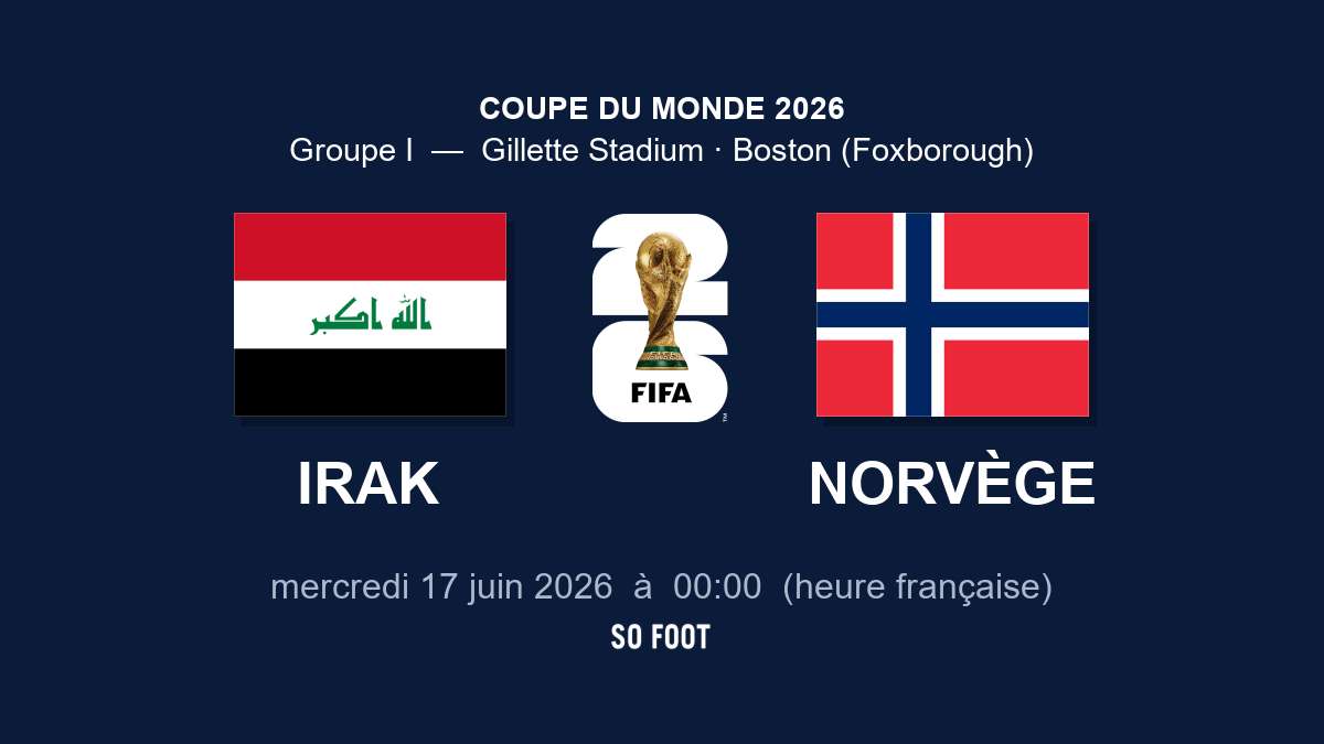 Sur quelle chaîne regarder le match Irak – Norvège ?