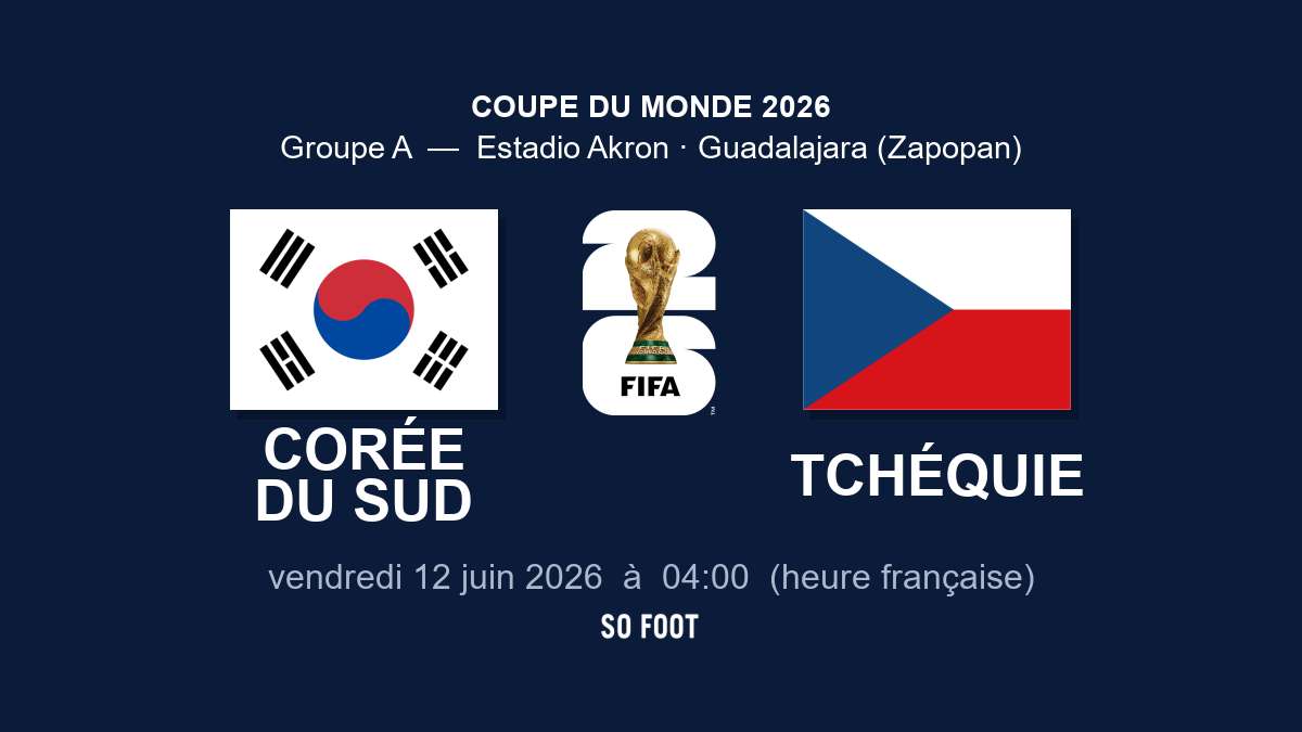 Sur quelle chaîne regarder le match Corée du Sud – Tchéquie ?