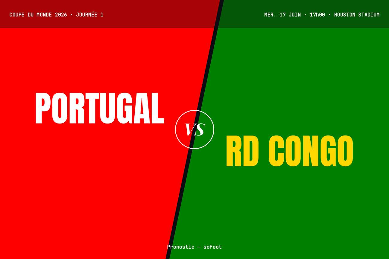 Pronostic Portugal RD Congo : analyse, cotes et prono Coupe du monde
